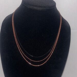 Hand Crafted Black and Rose Gold Layered Necklace